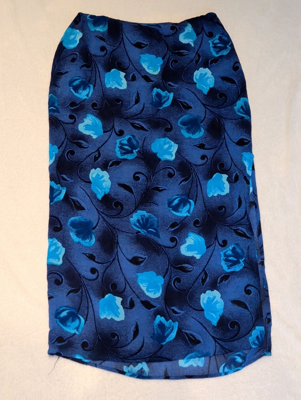Vintage Jessica 90s Whimsigoth Floral Vine Maxi Skirt w/ Purple Slit Inlay 12T